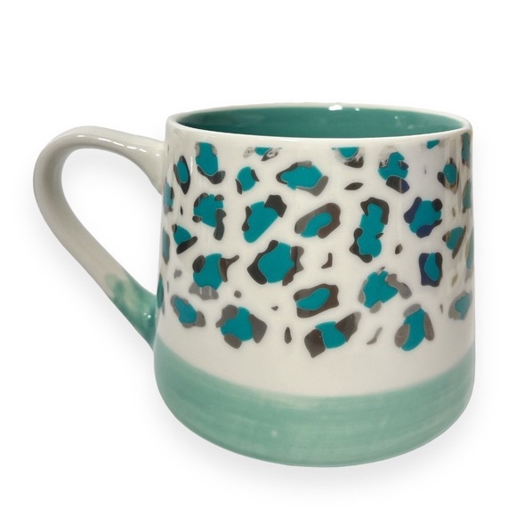 Leopard Stoneware Coffee Mug Sheffield Home 18‎ oz Green Aquamarine New - Picture 2 of 6